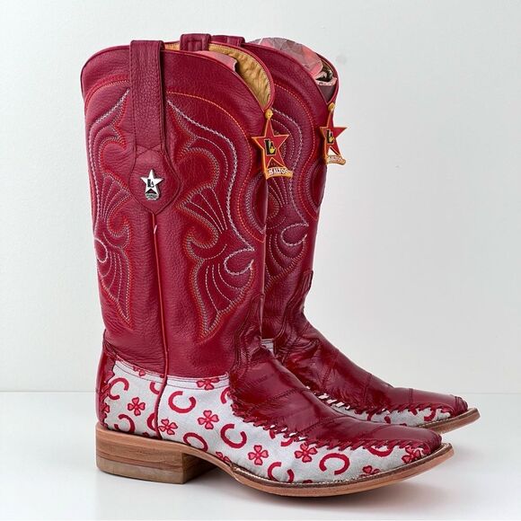 New Los Altos Western Genuine Eel Flashy Cowboy Boots Mens Size 10